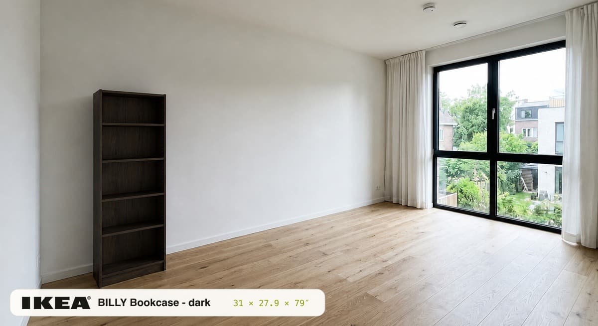 BILLY Bookcase в комнате после примерки
